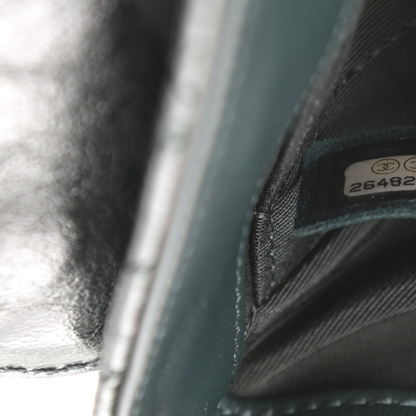 Glazed Calfskin Chevron Quilted Small Hampton Flap Dark Green