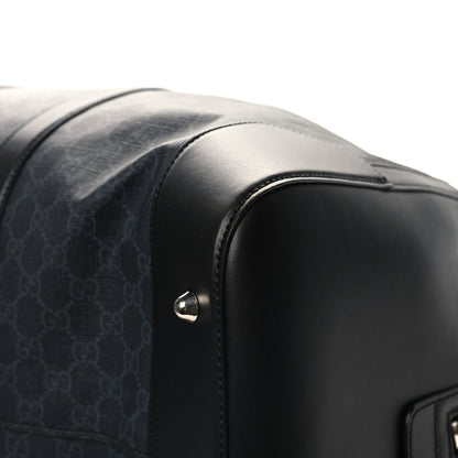 Gucci Soft GG Supreme Monogram Appia Calfskin Web Large Carry On Duffle Bag Black Grey 11 of 11
