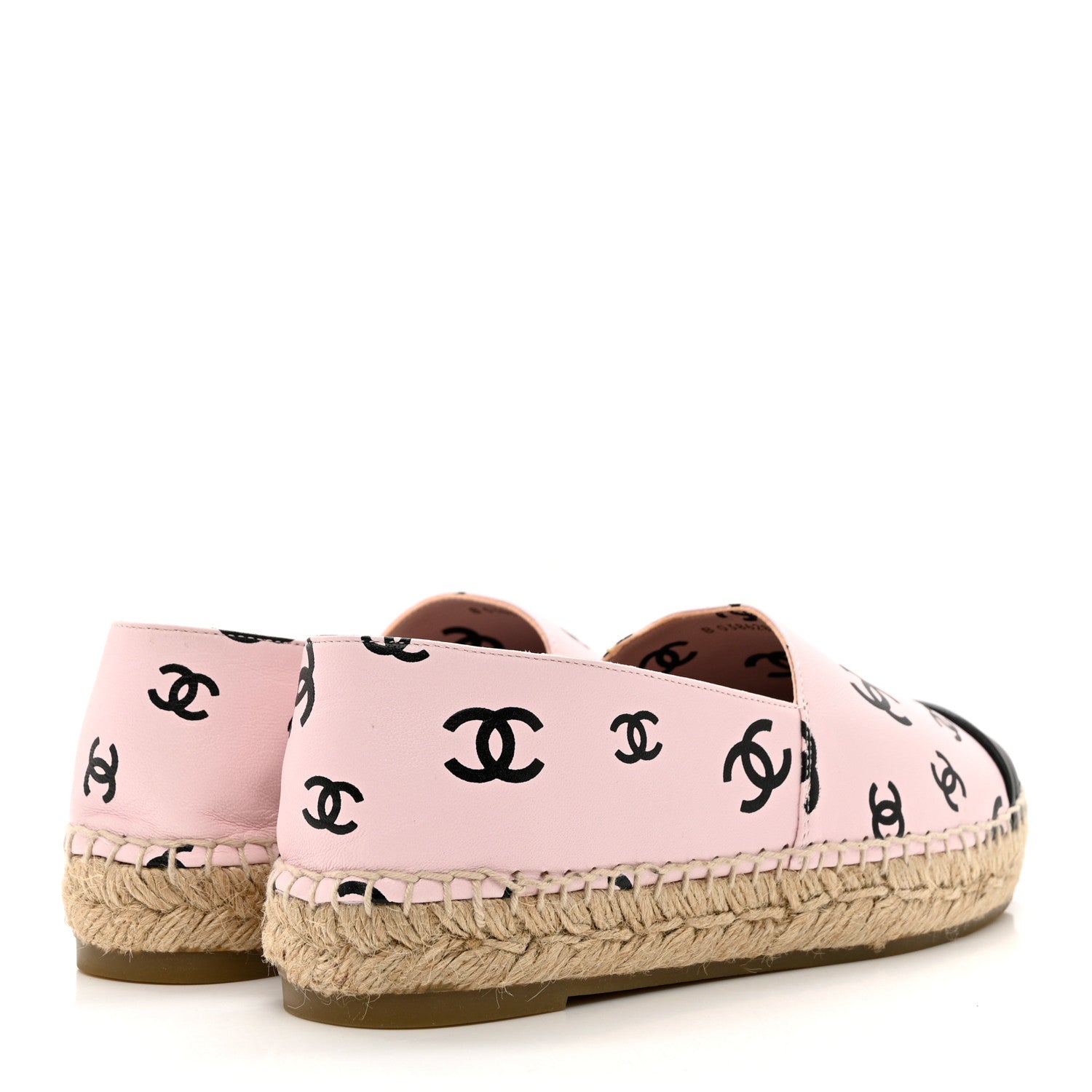Chanel Lambskin Printed CC Espadrilles 38 Light Pink Black 4 of 9