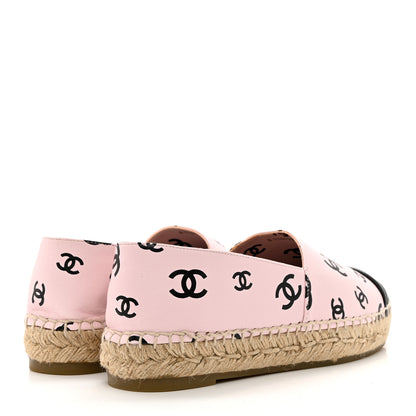 Chanel Lambskin Printed CC Espadrilles 38 Light Pink Black 4 of 9