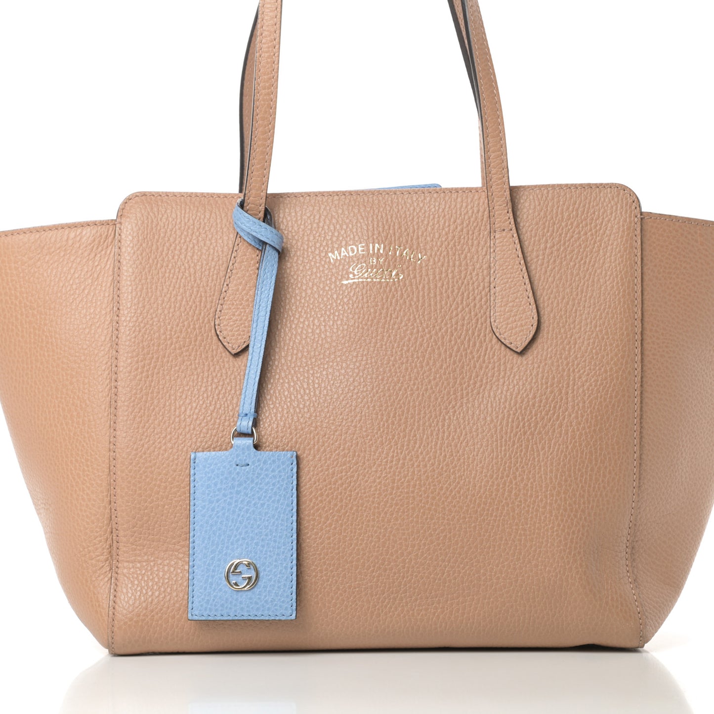 Dollar Calfskin Small Swing Tote Camelia Mineral Blue