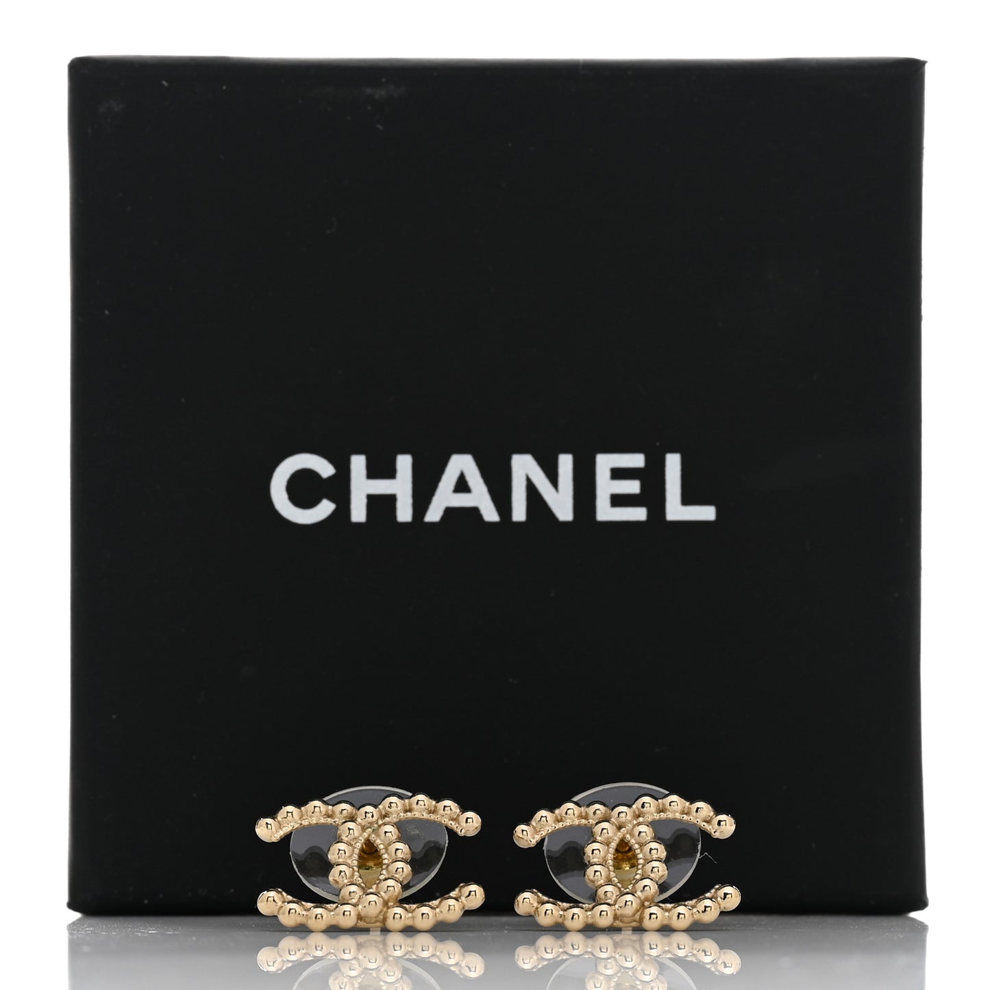 Metal Beaded CC Earrings Gold