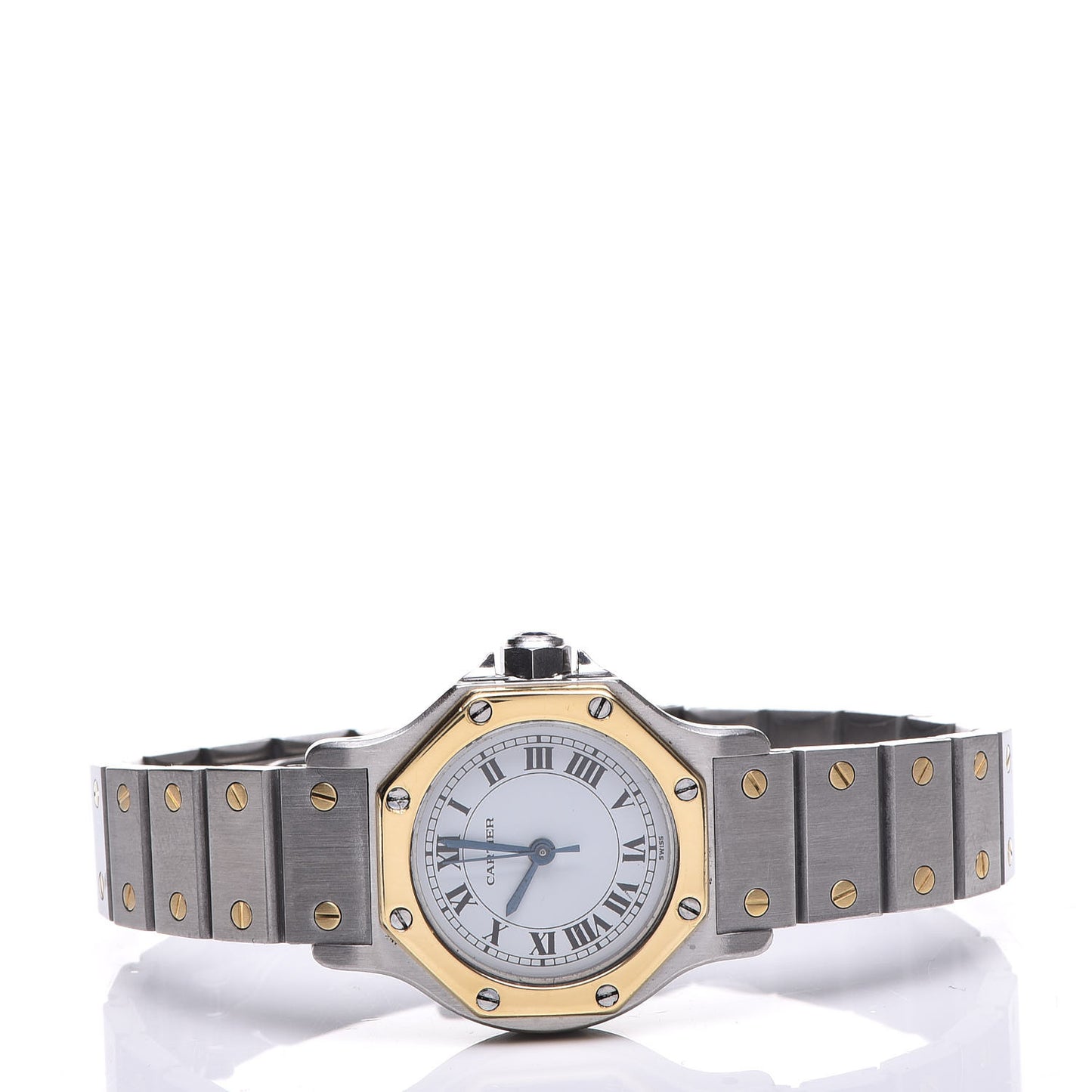 Stainless Steel 18K Yellow Gold 25mm Santos Octagon Automatic Watch