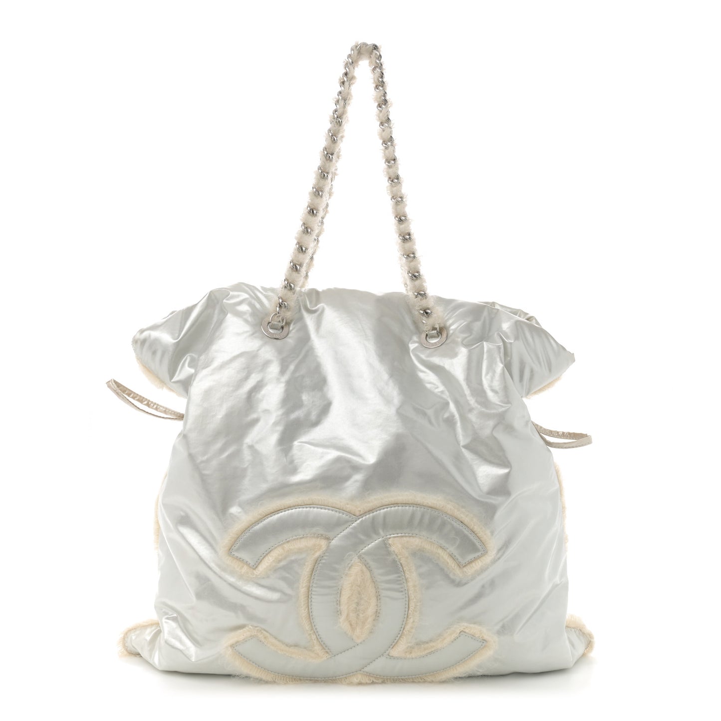 Vinyl Mohair Trimmed CC Bonbons Tote Silver