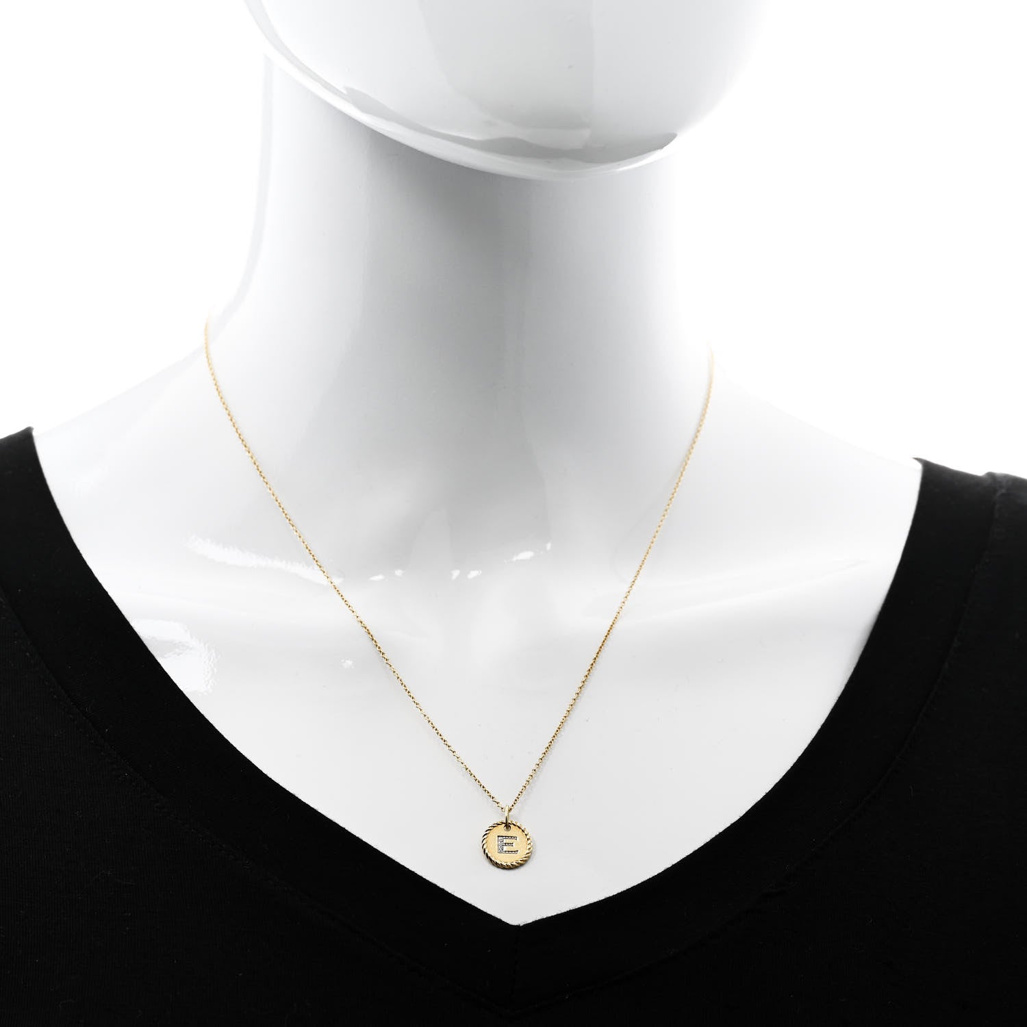 David Yurman DAVID YURMAN 18K Yellow Gold Diamond Initial E Charm Necklace 2 of 5