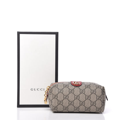 Gucci Soft GG Supreme Monogram Calfskin Small Ophidia Cosmetic Case Beige Ebony Hibiscus Red 10 of 10