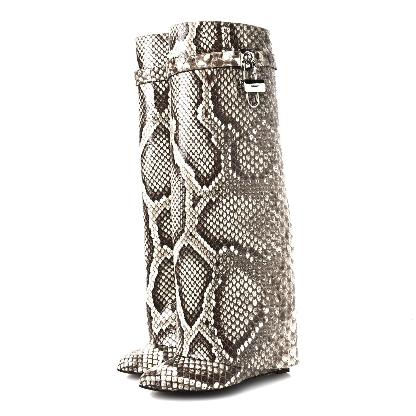 Snakeskin Shark Lock Pant Boots 41 Grey Natural