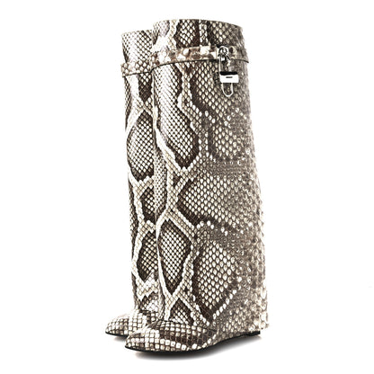 Givenchy Snakeskin Shark Lock Pant Boots 41 Grey Natural 4 of 10