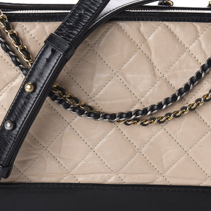 Chanel Aged Calfskin Quilted Medium Gabrielle Hobo Beige Black 10 of 10