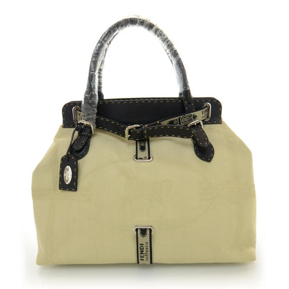 Fendi Canvas Calfskin Romano Selleria Villa Borghese Equestrian Satchel 1 of 7