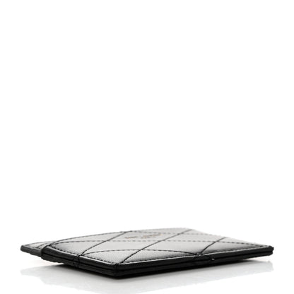 Saint Laurent Grain De Poudre Matelasse Chevron Monogram Credit Card Case Red 10 of 22