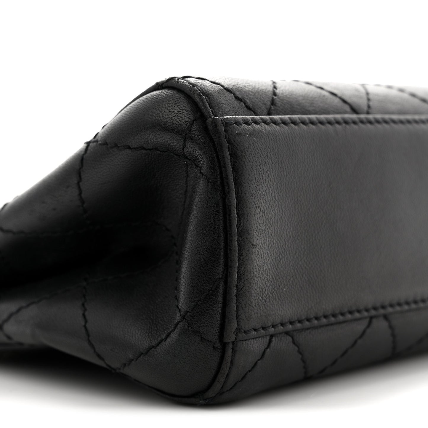 Lambskin Stitched Small Tote Black
