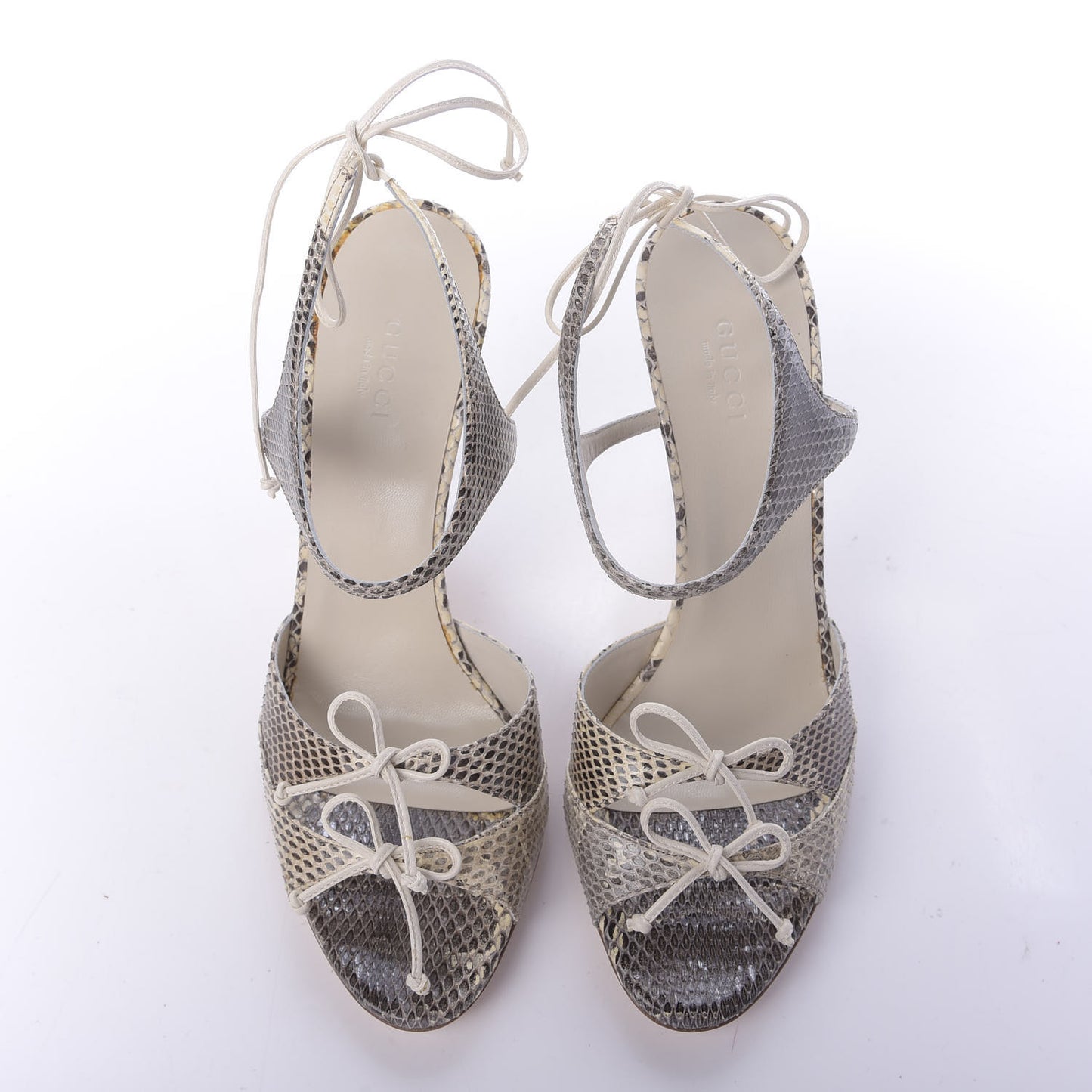 Snakeskin Sandals 7.5 Roccia Mystic White