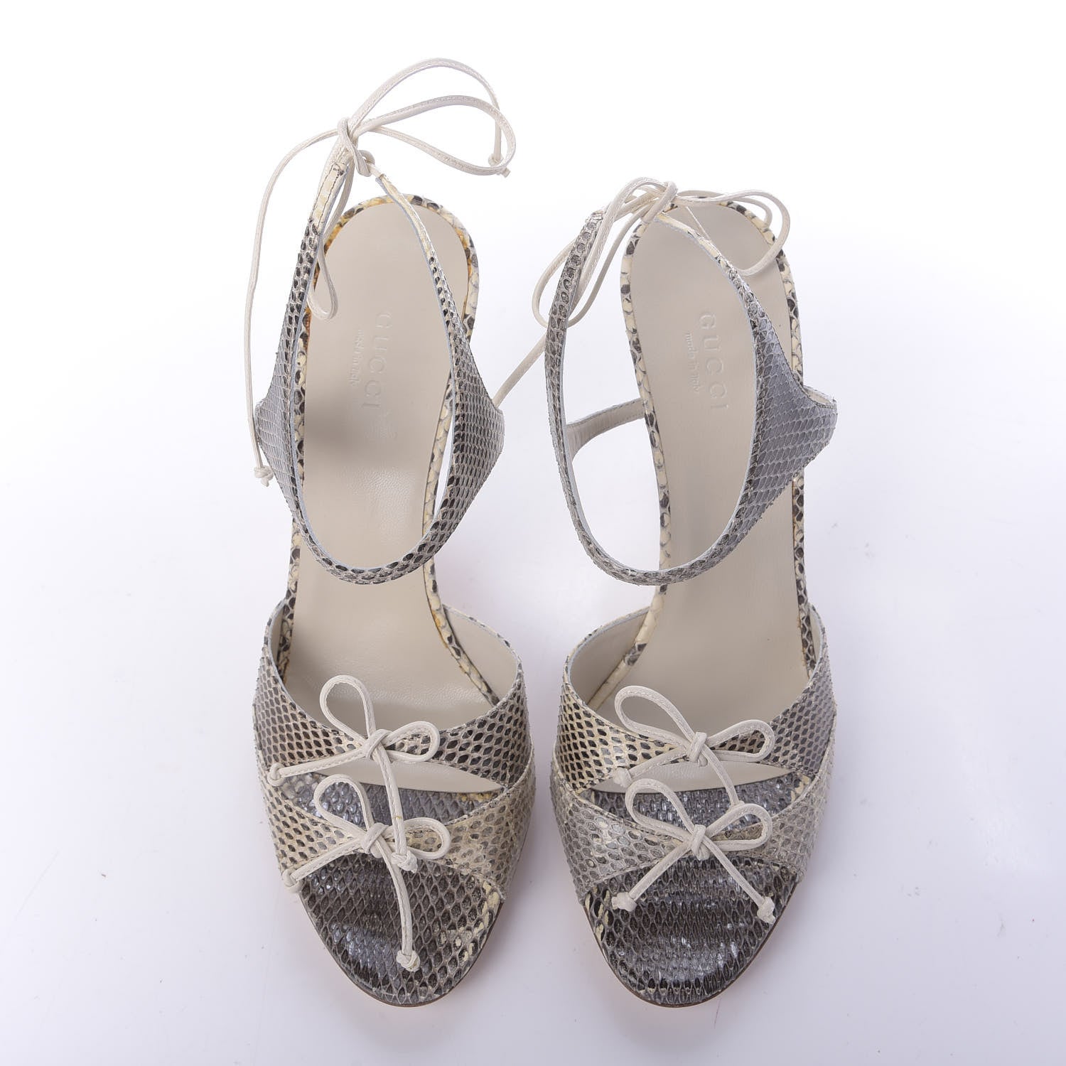 Gucci Snakeskin Sandals 7.5 Roccia Mystic White 5 of 11