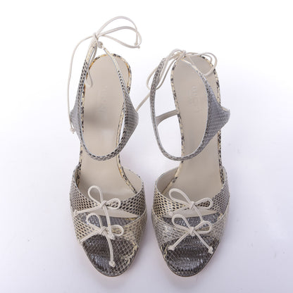 Gucci Snakeskin Sandals 7.5 Roccia Mystic White 5 of 11