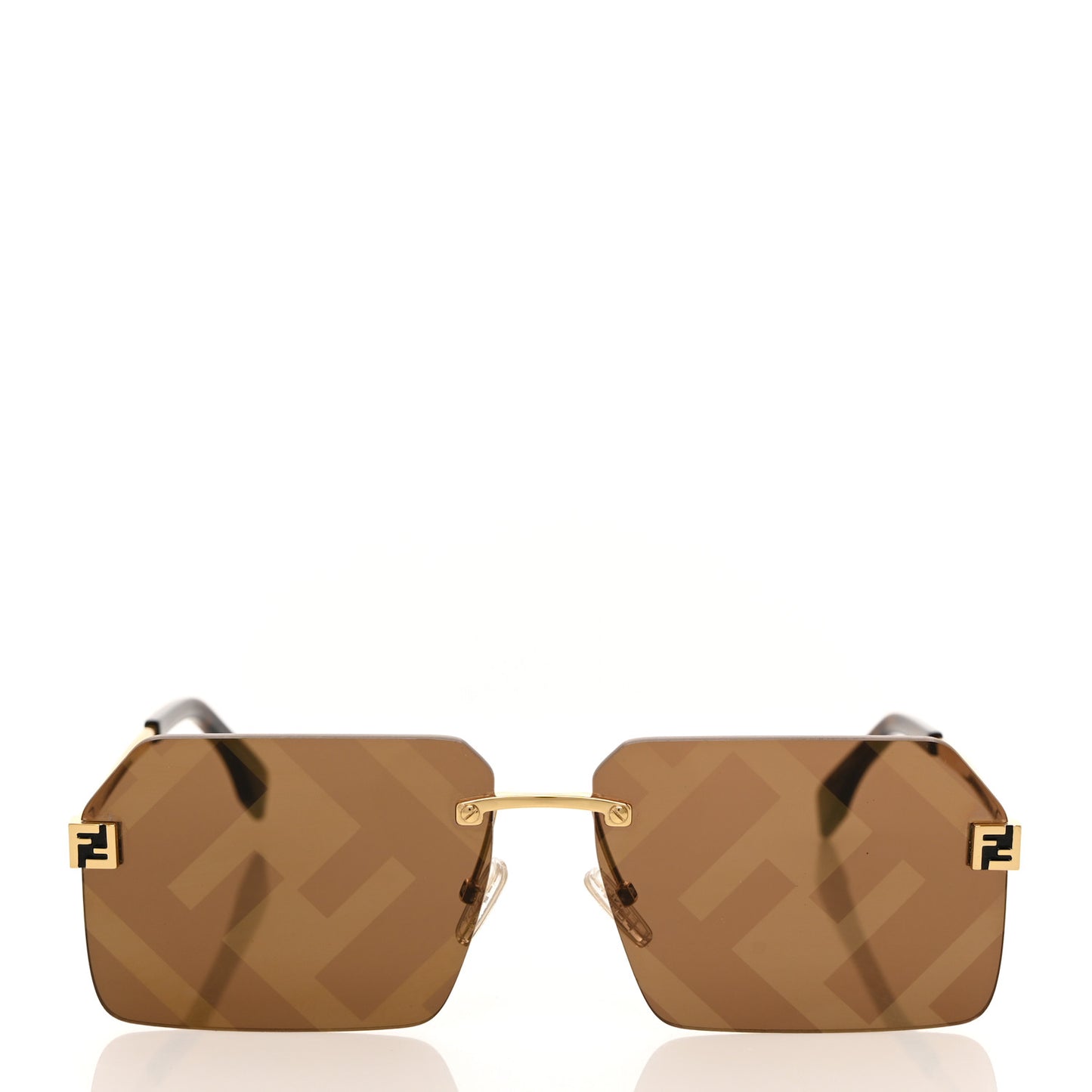 Metal Sky Rectangular Sunglasses FE40043U Gold Brown