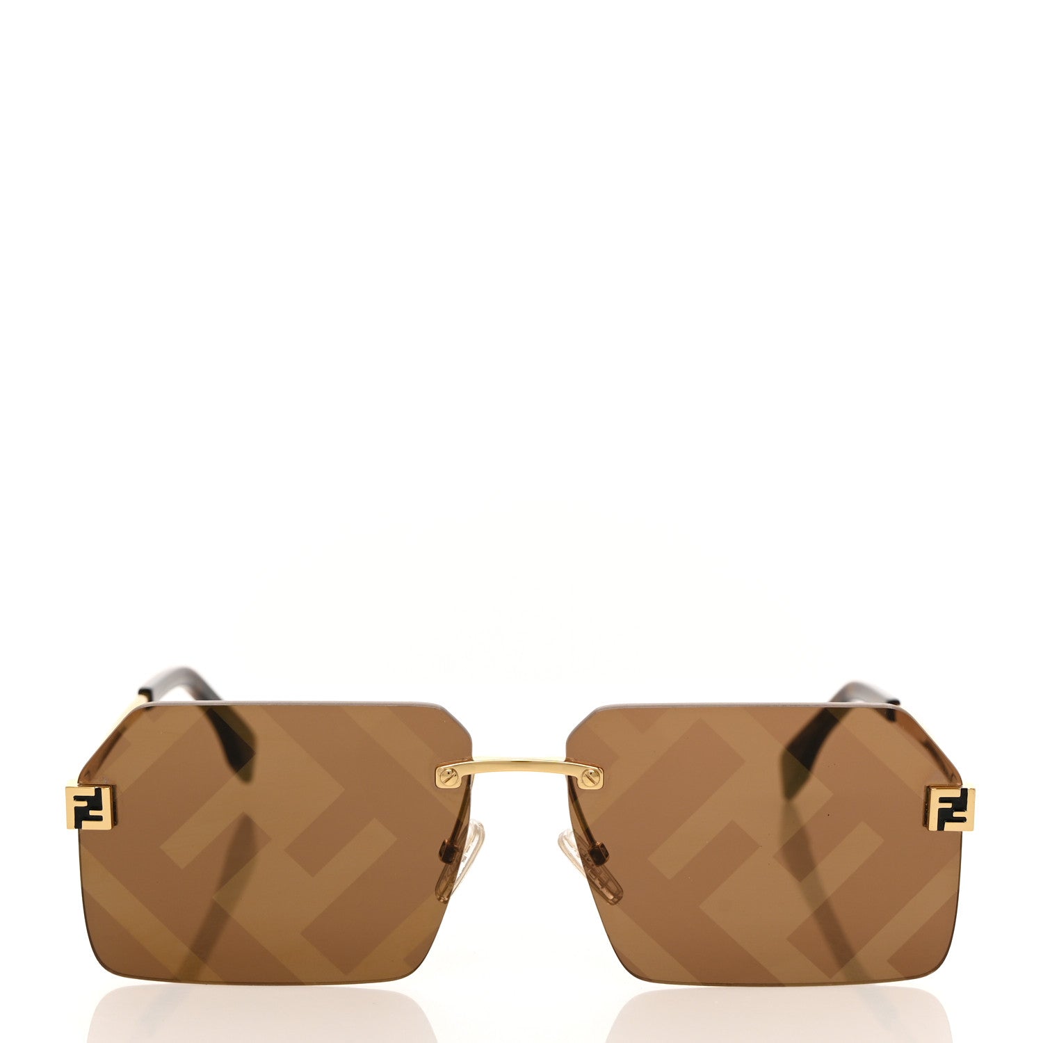 Fendi Metal Sky Rectangular Sunglasses FE40043U Gold Brown 2 of 8