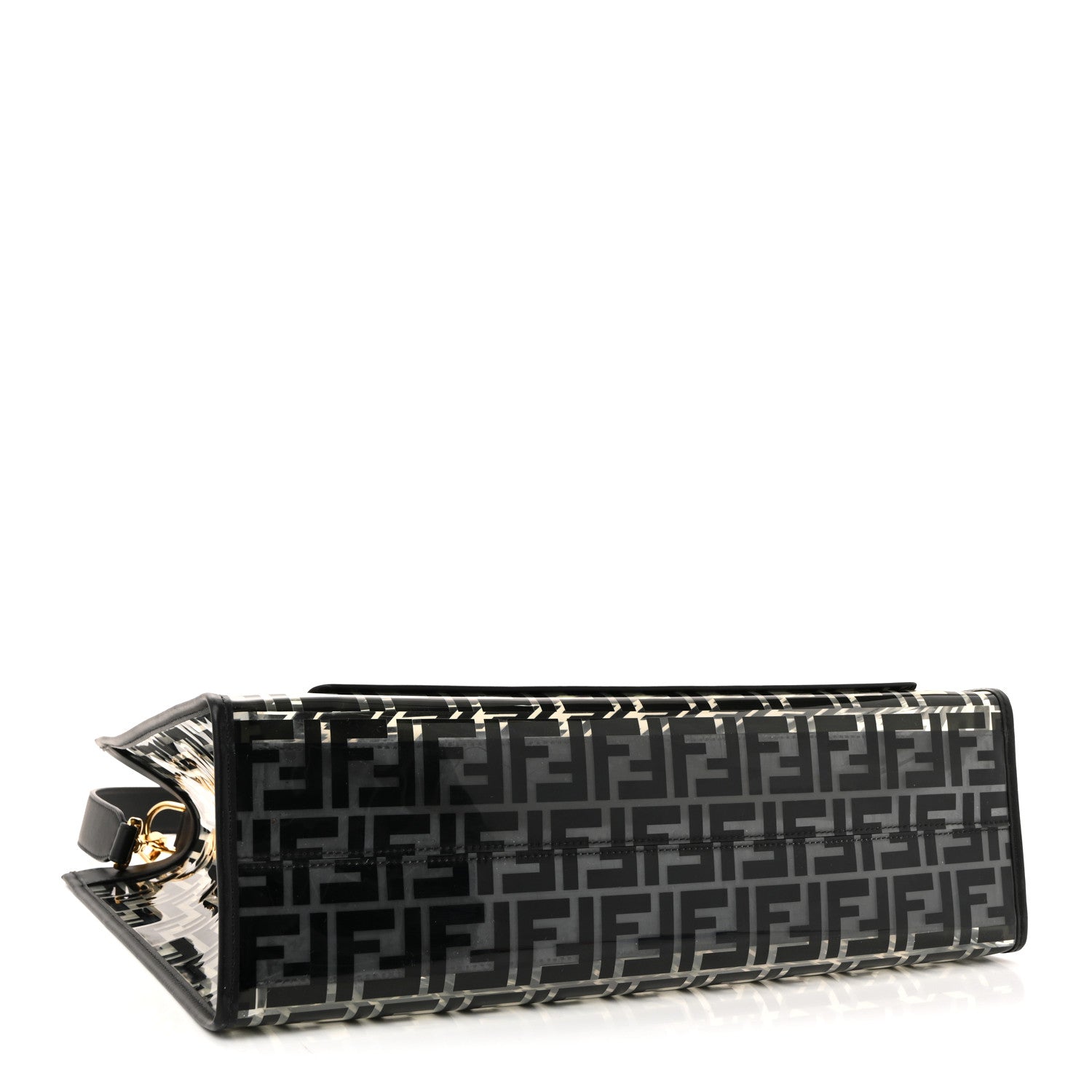 Fendi TPU FF Vitello Century Plexiglass Medium Runaway Shopper Tote Black 4 of 9