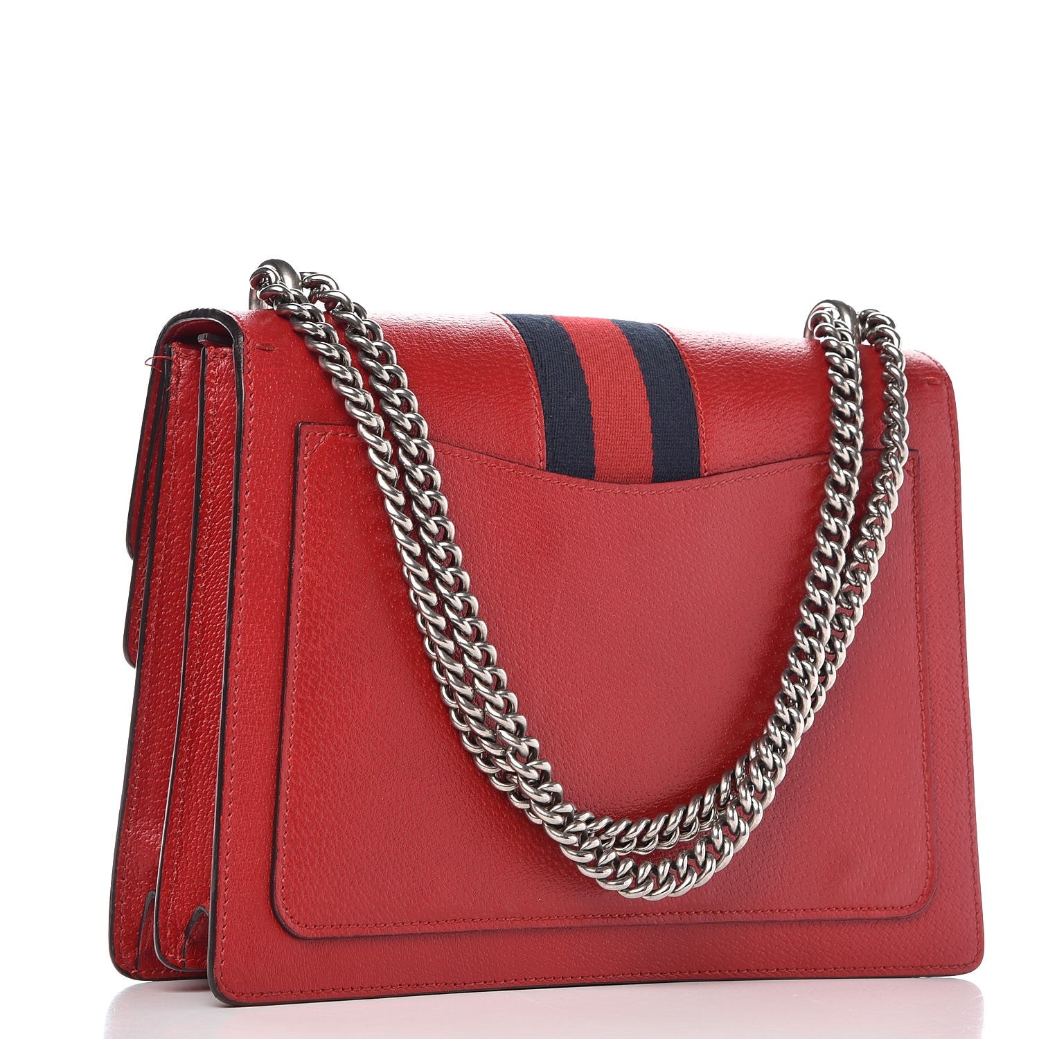 Gucci Textured Calfskin Web Medium Dionysus Shoulder Bag Hibiscus Red 3 of 18