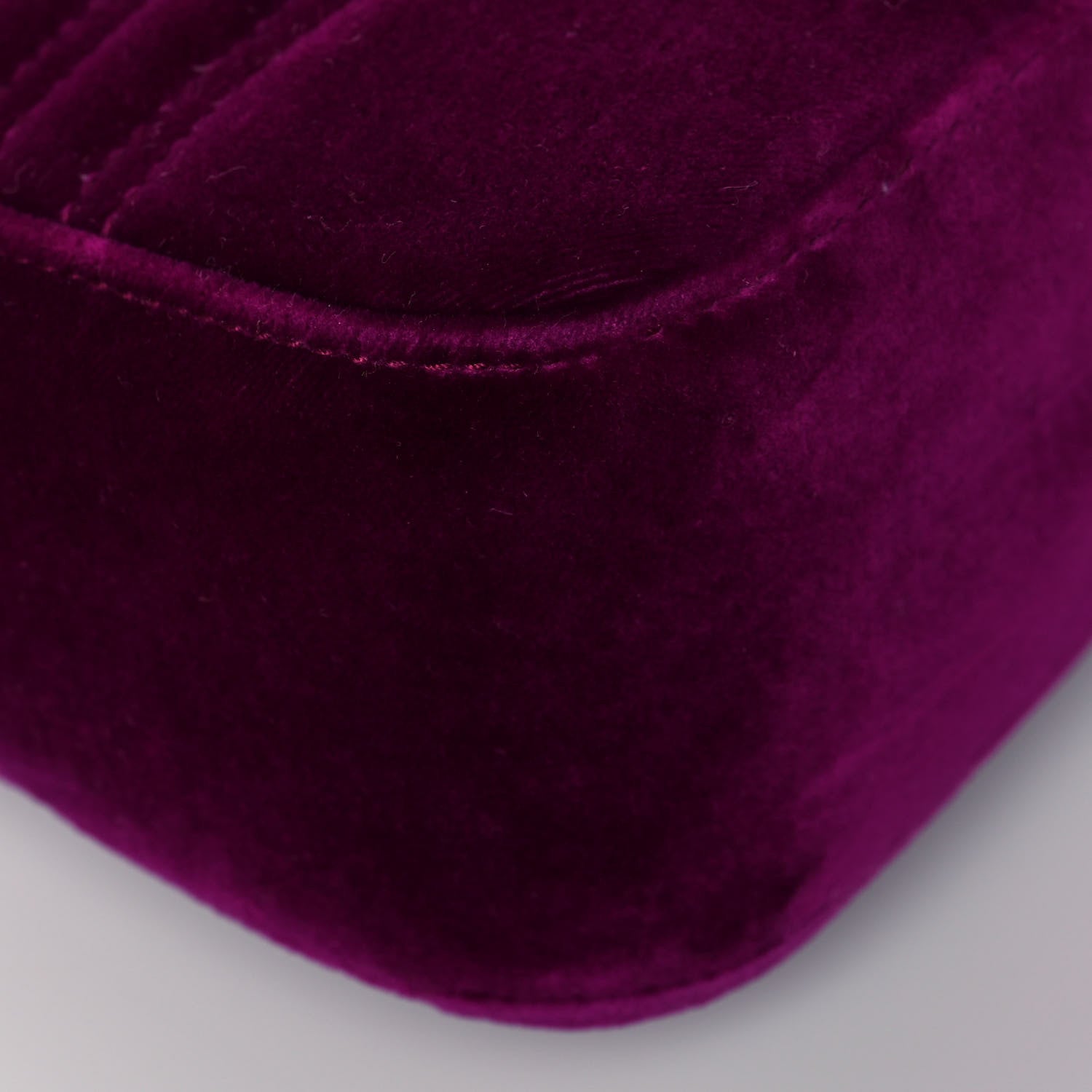 Gucci Velvet Matelasse Medium GG Marmont Shoulder Bag Fuchsia Violet Cyclamen 9 of 14