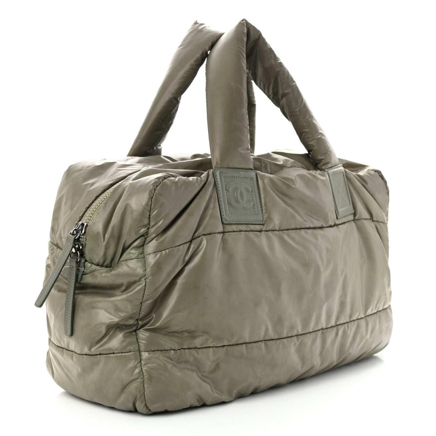 Nylon Quilted Small Coco Cocoon Reversible Tote Gray