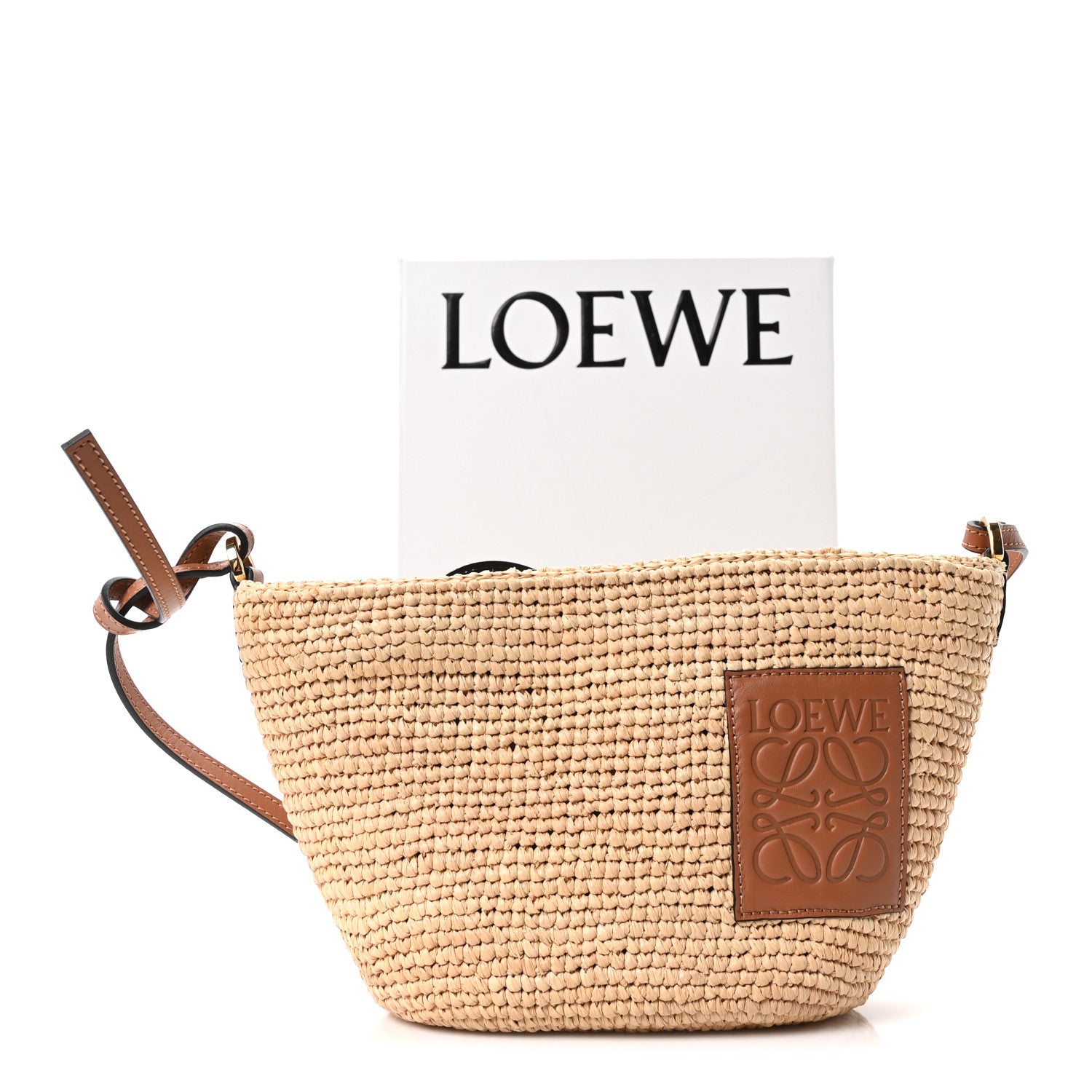 Loewe Calfskin Raffia Slit Pochette Bag Natural Tan 11 of 11