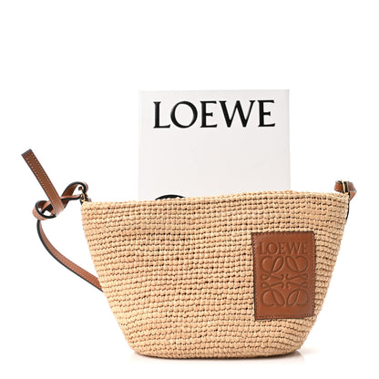 Loewe Calfskin Raffia Slit Pochette Bag Natural Tan 11 of 11