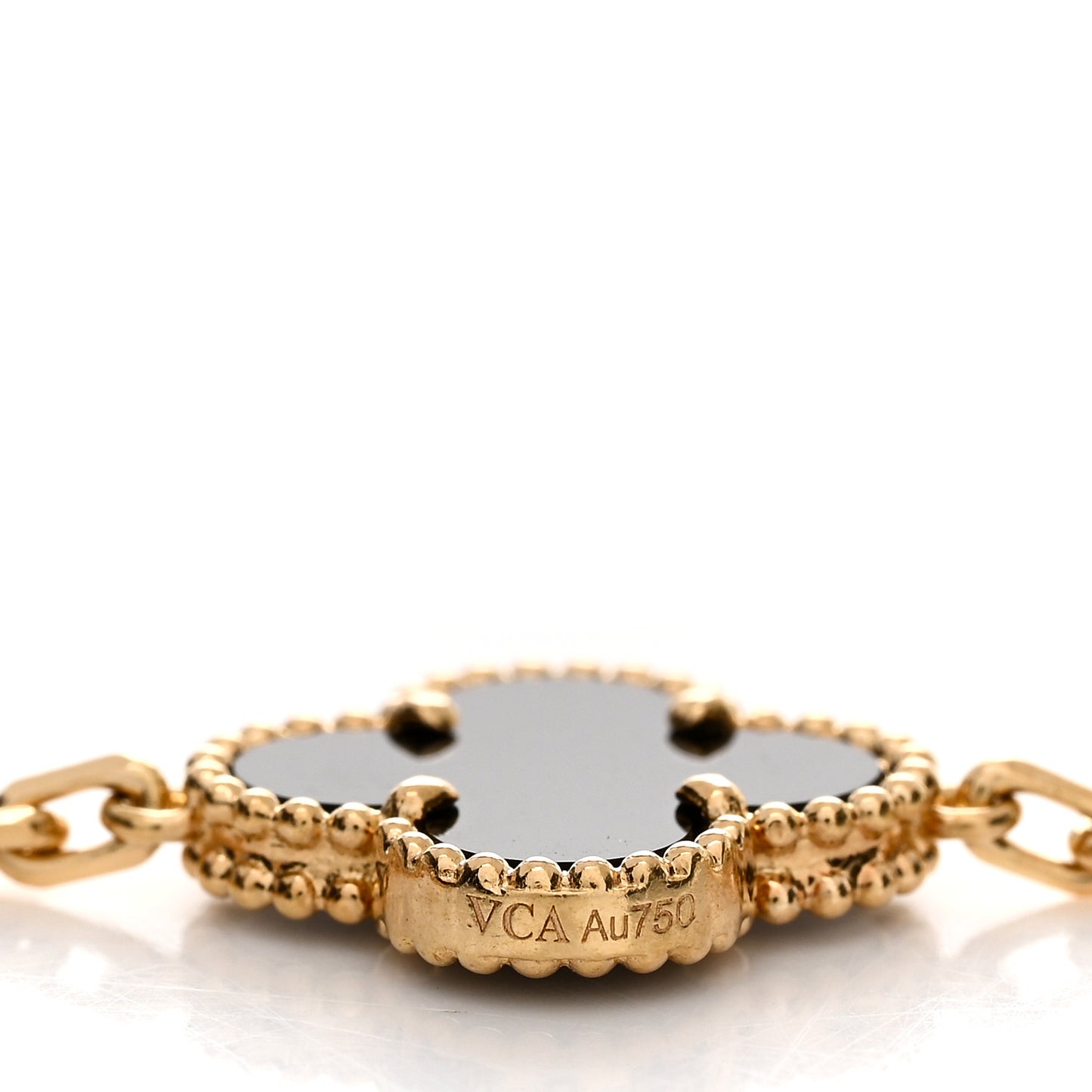18K Yellow Gold Black Onyx 5 Motifs Vintage Alhambra Bracelet