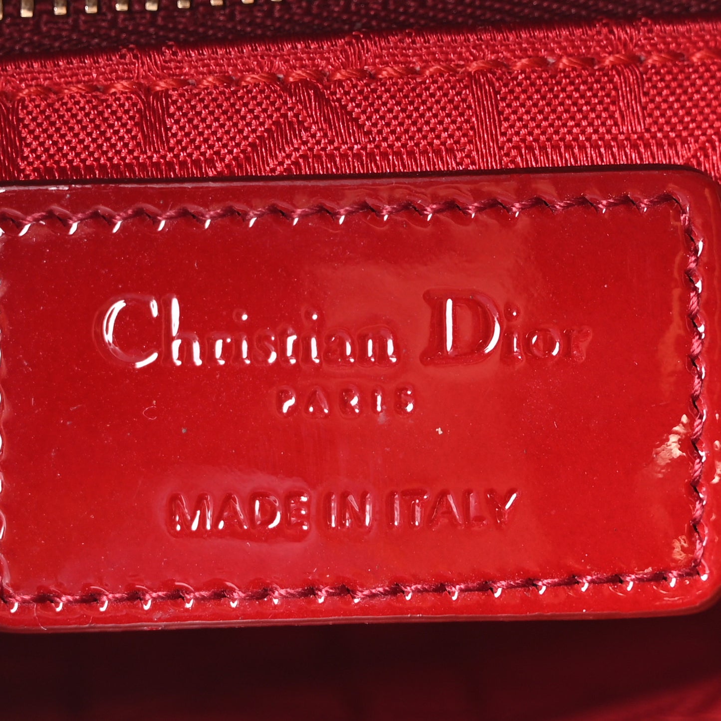 Patent Cannage Mini Lady Dior Red