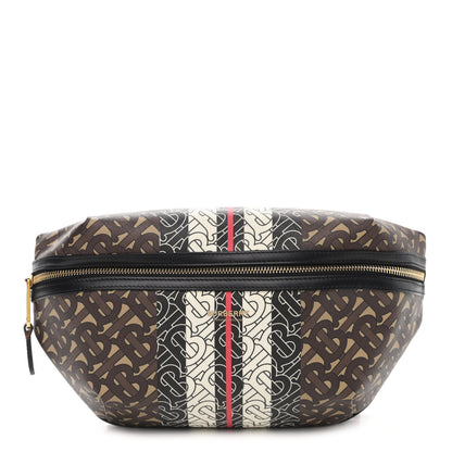 Burberry E-Canvas Monogram Stripe Medium Sonny Bum Bag Bridle Brown 1 of 9