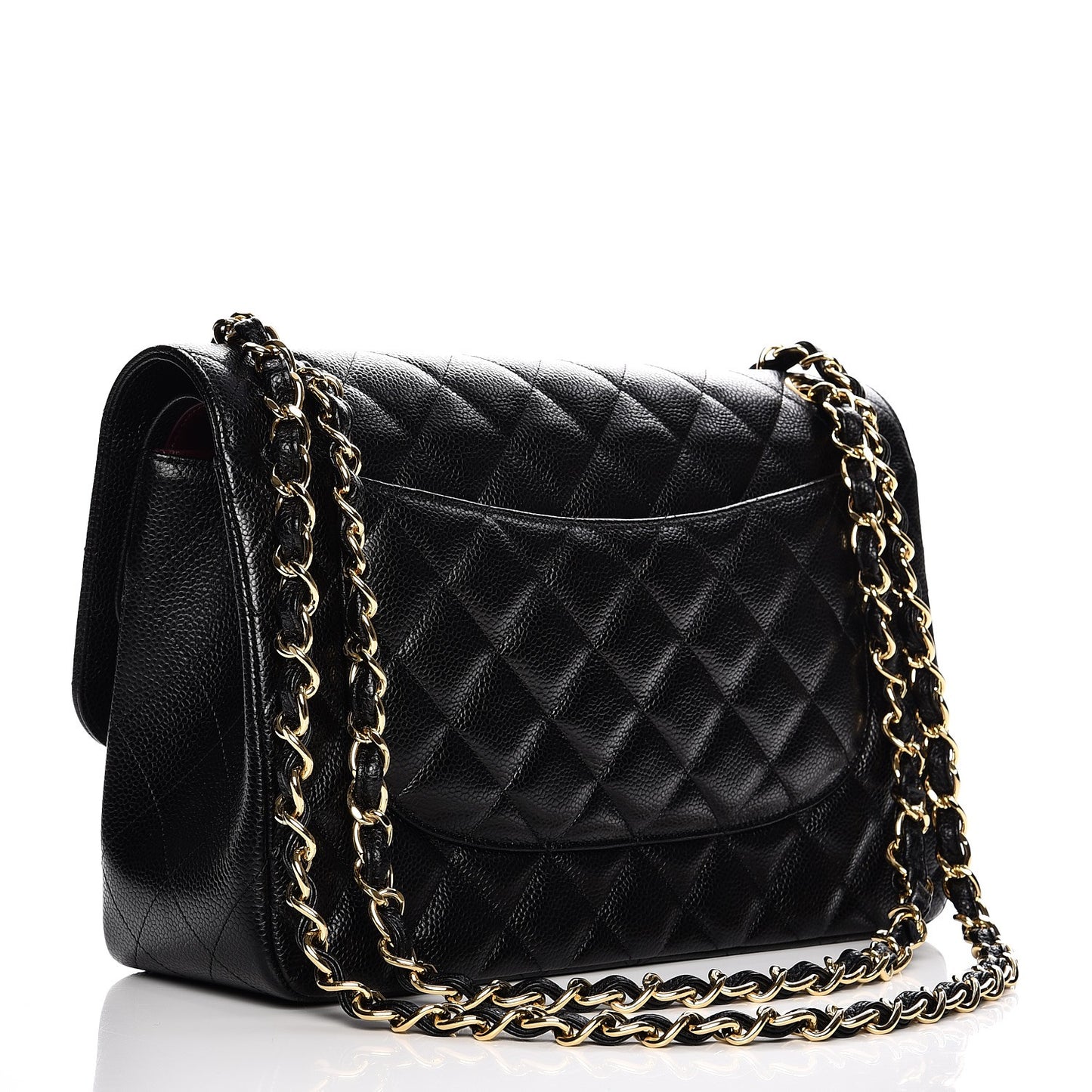 Caviar Quilted Jumbo Double Flap Black