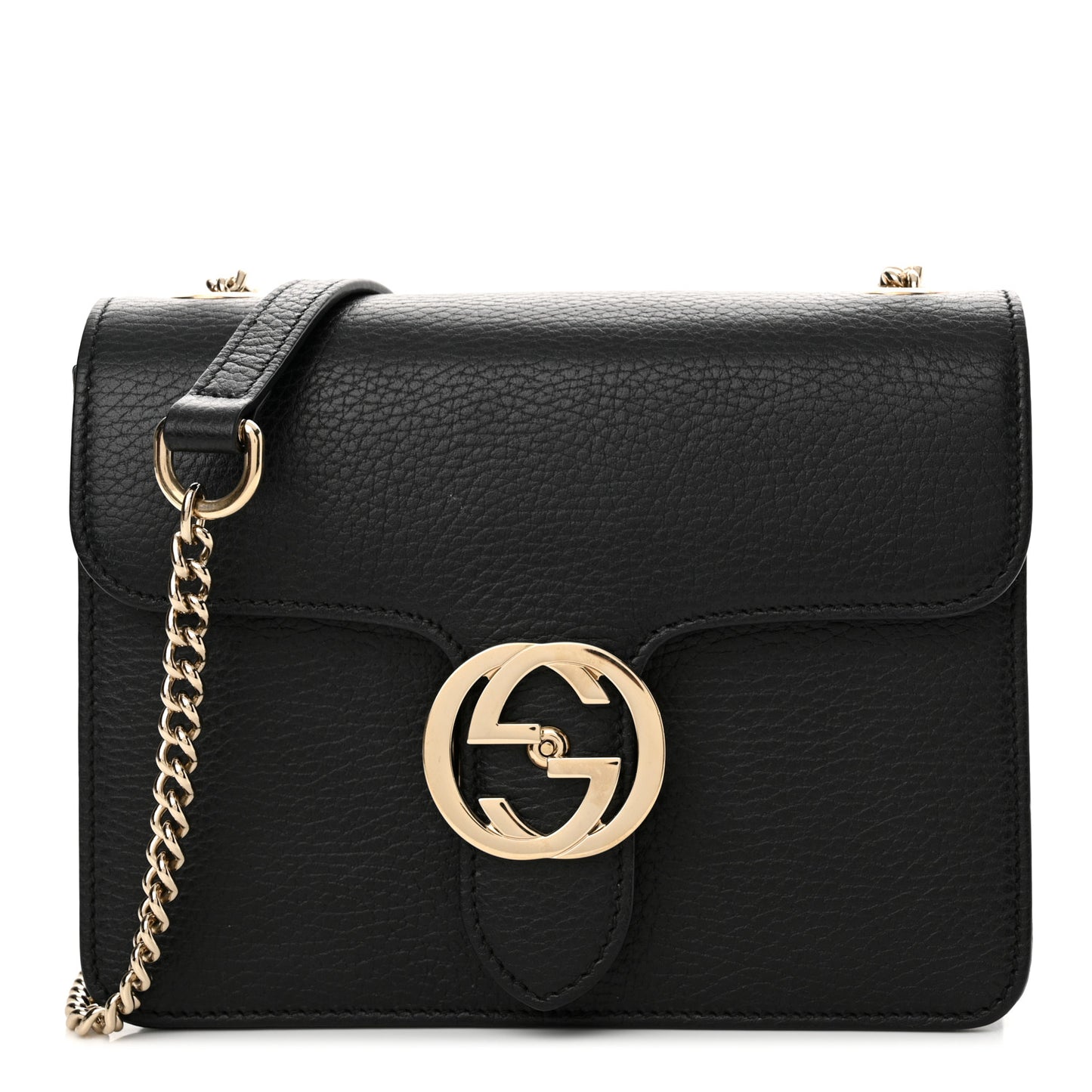 Dollar Calfskin Small Interlocking G Shoulder Bag Black