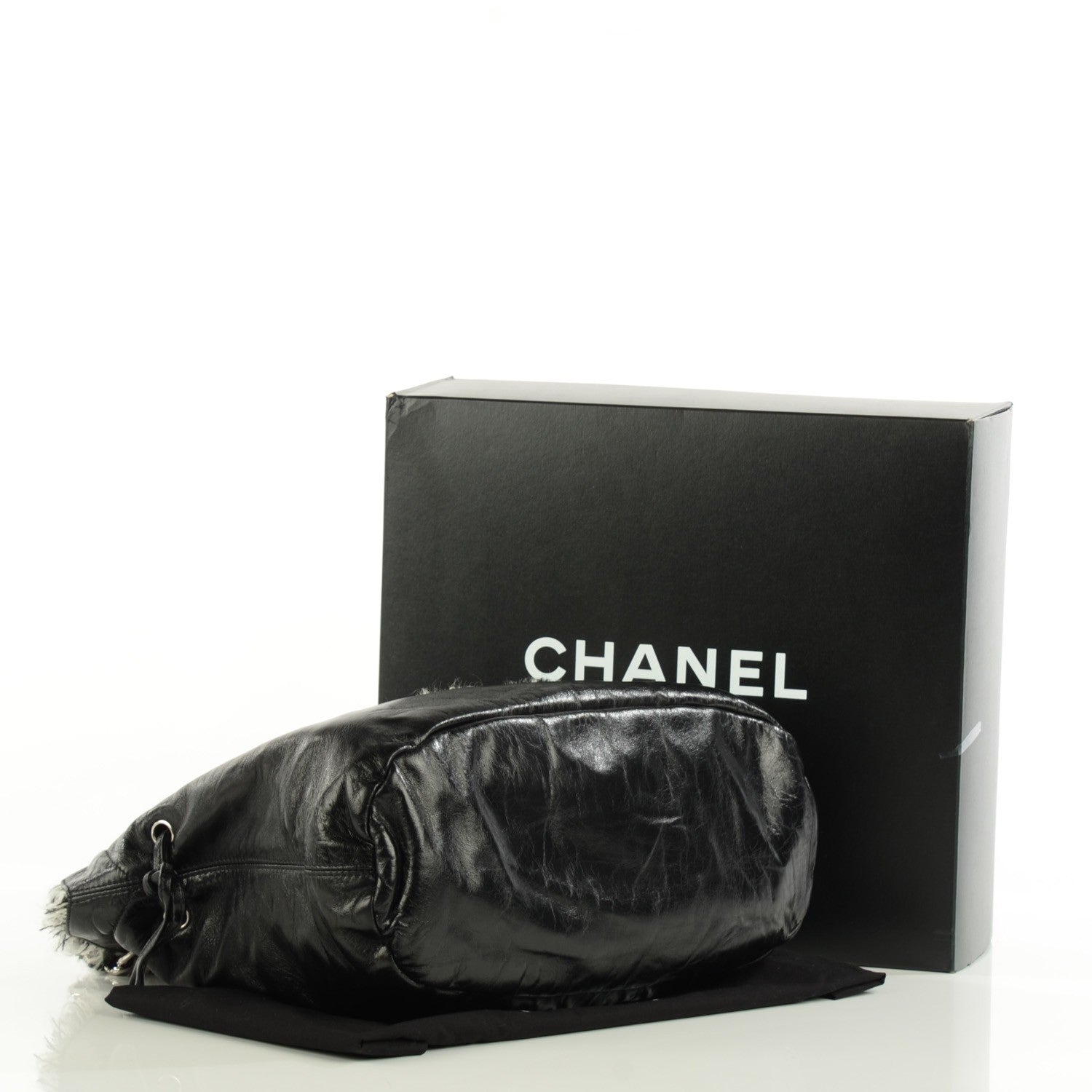 Chanel Tweed Lambskin Drawstring Tweedy Tote Black 3 of 7