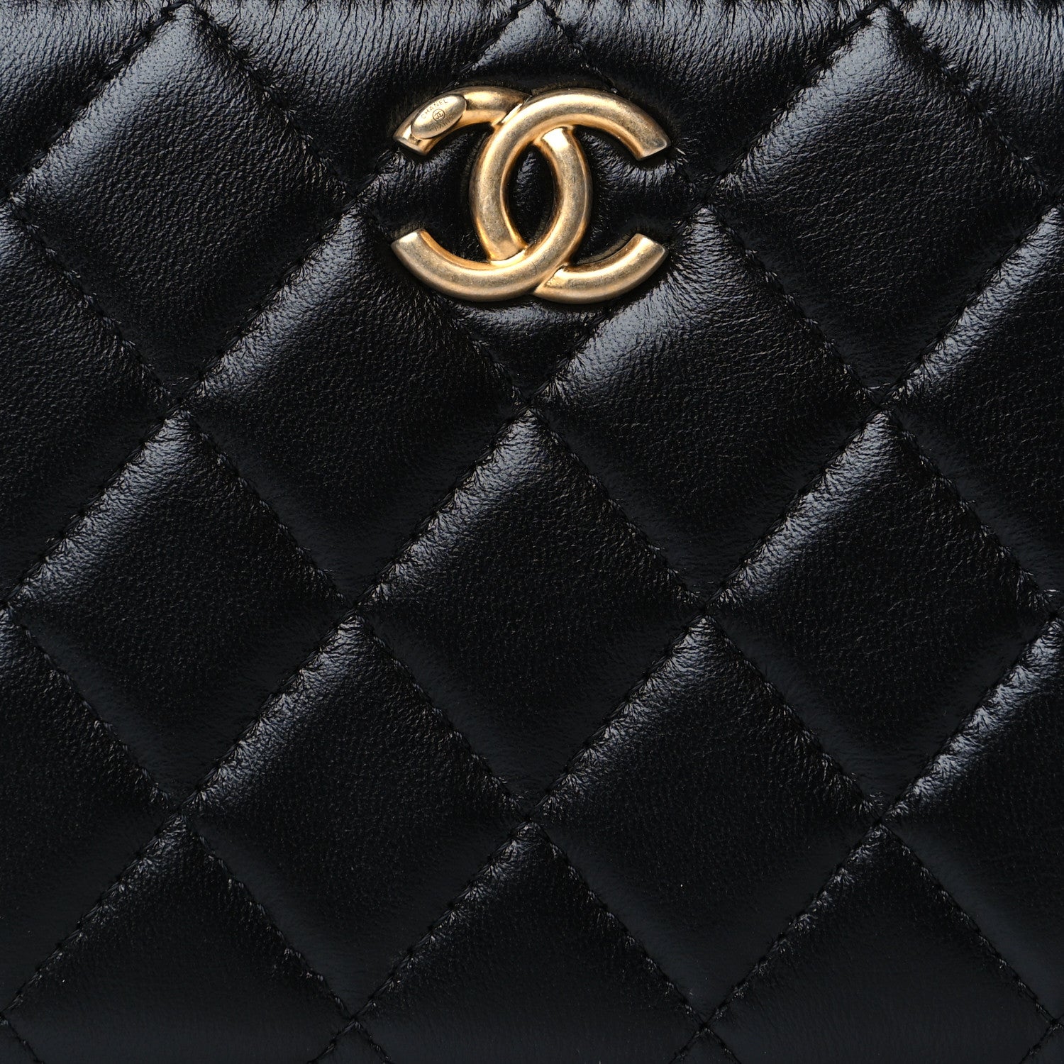 Chanel Lambskin Quilted Large Gusset Zip Around Wallet Black 8 of 8