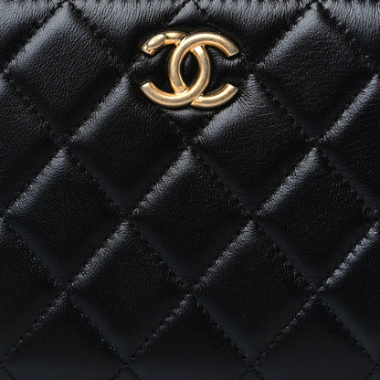 Chanel Lambskin Quilted Large Gusset Zip Around Wallet Black 8 of 8