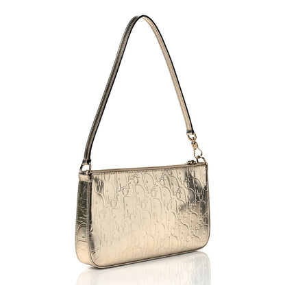 Christian Dior Metallic Patent Monogram Shoulder Bag Light Gold 3 of 10