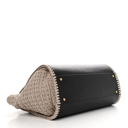 Chanel Calfskin Knit Medium Deauville Tote Black Beige 4 of 11