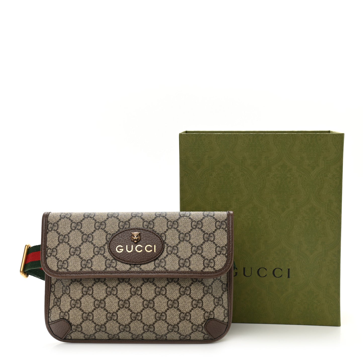 GG Supreme Monogram Neo Vintage Web Belt Bag Brown
