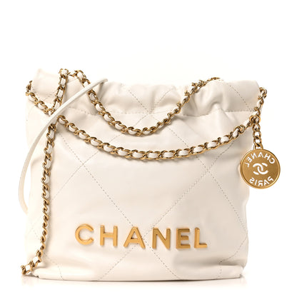 Chanel Shiny Calfskin Quilted Mini Chanel 22 White 1 of 10