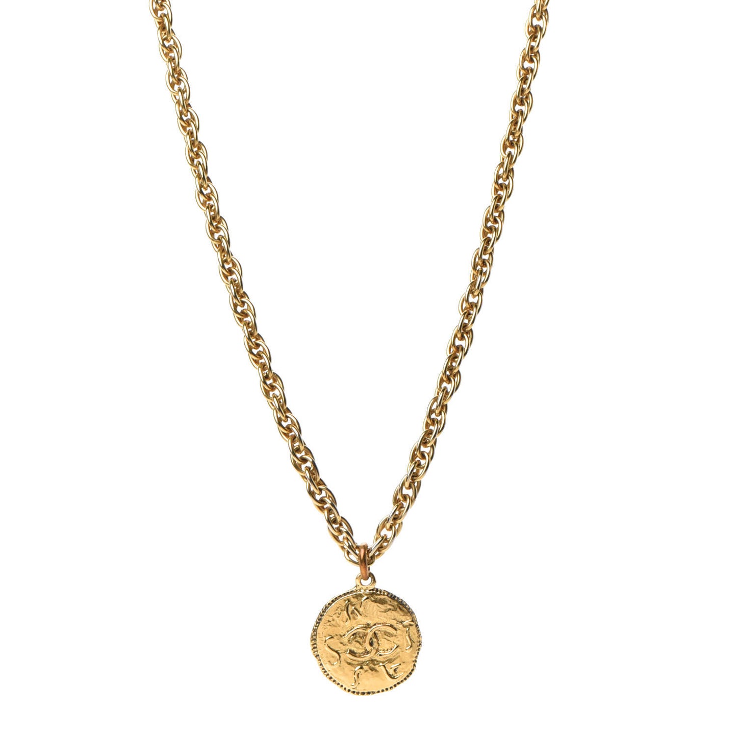 CC Chain Pendant Long Necklace Gold