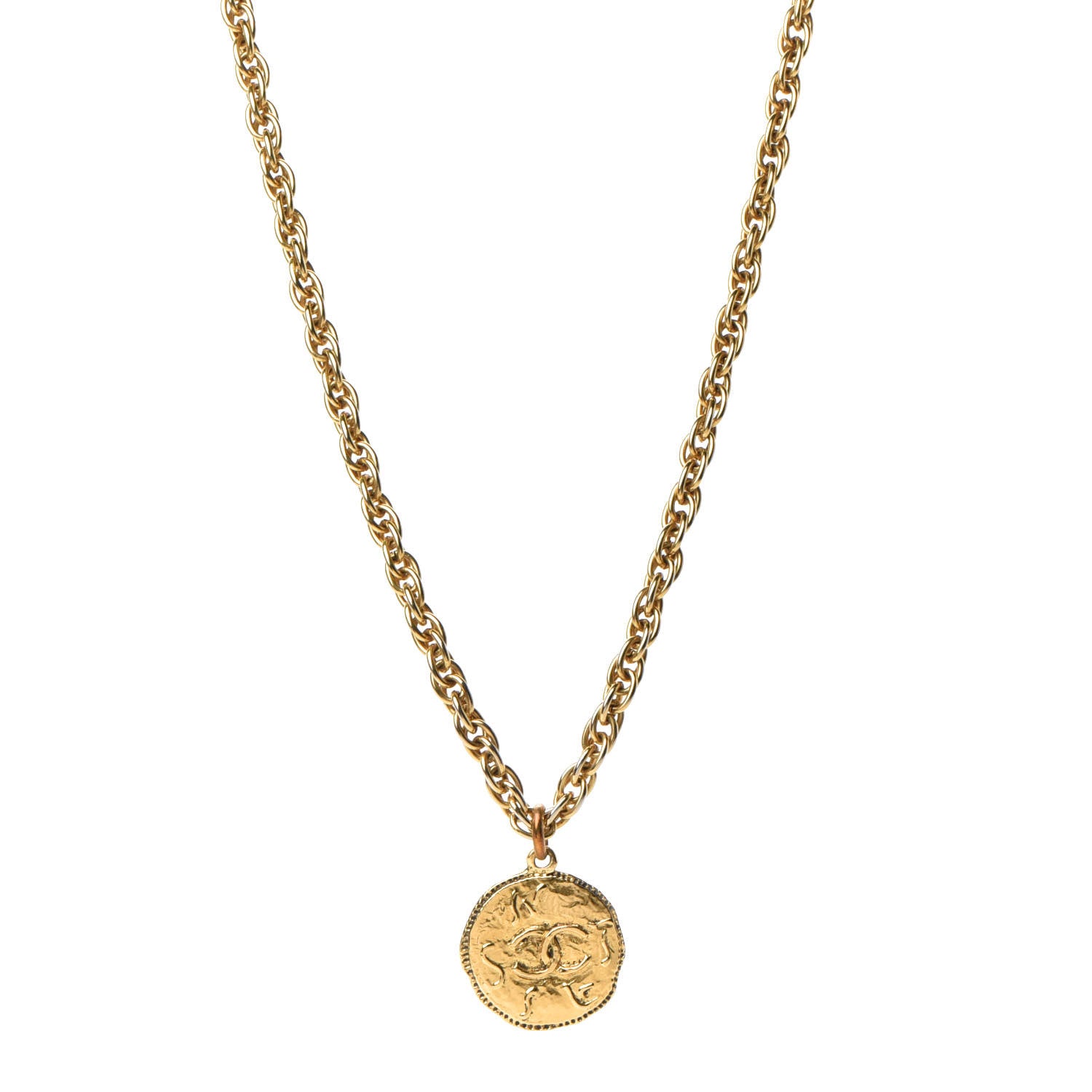 Chanel CC Chain Pendant Long Necklace Gold 1 of 8