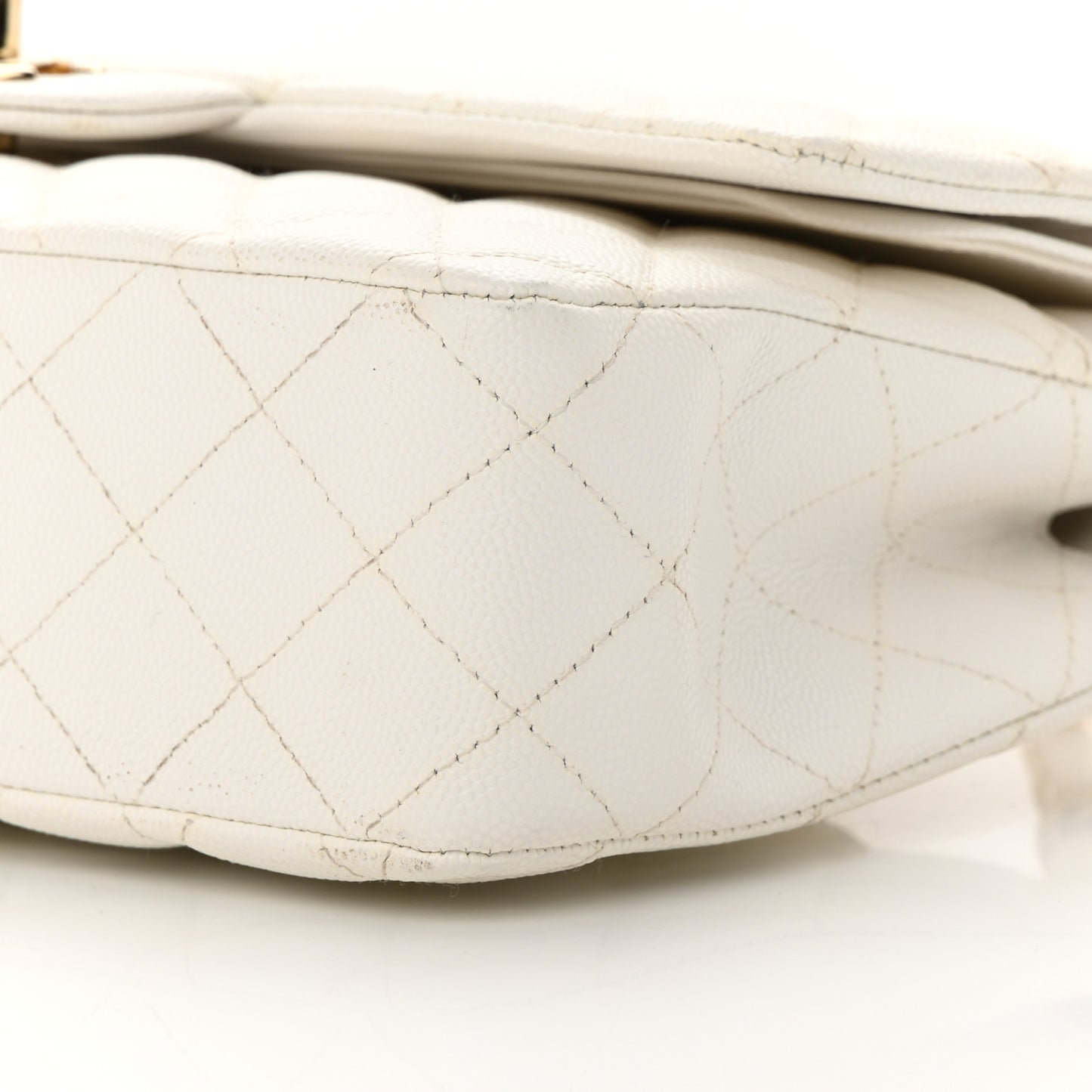 Caviar Quilted Medium Double Flap White