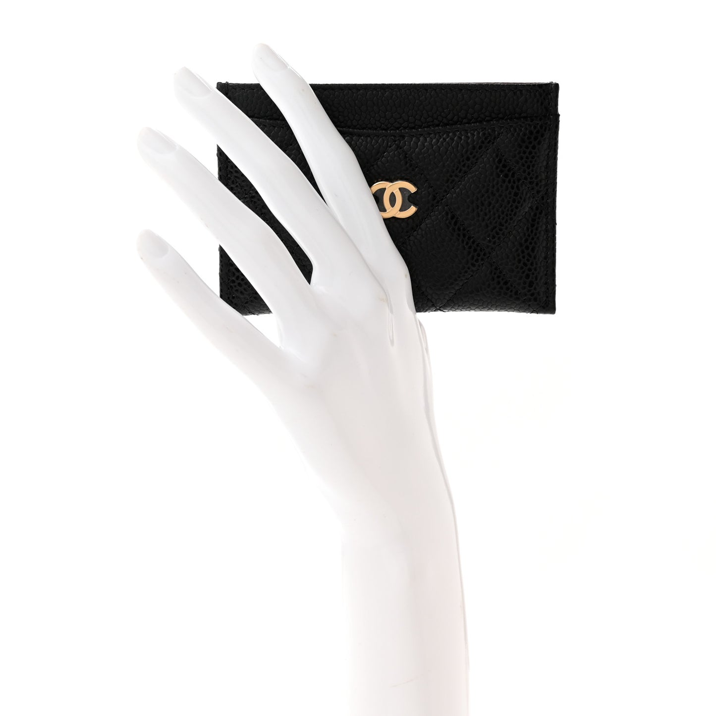 Caviar Quilted Card Holder Black