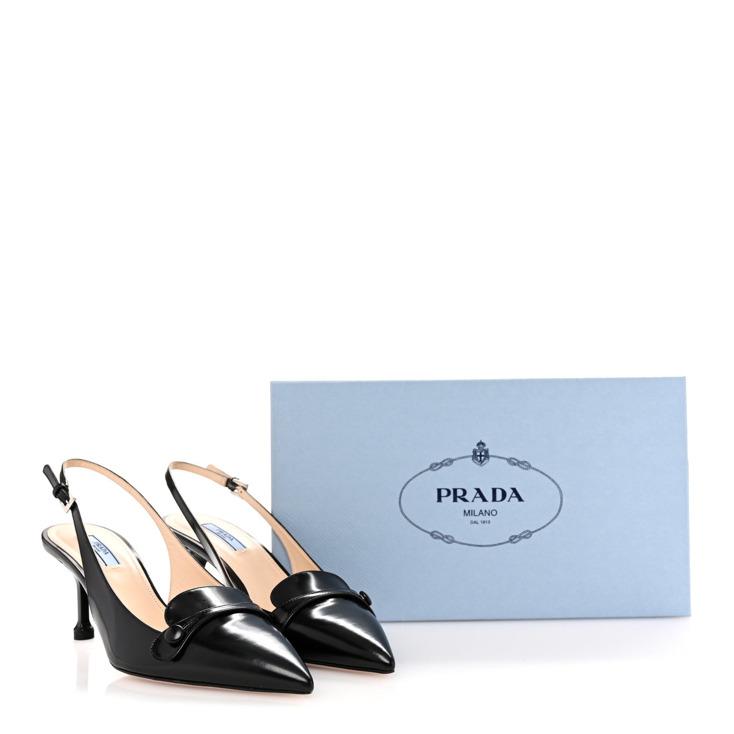 Spazzolato Pointed Toe Slingback Pumps 39 Black