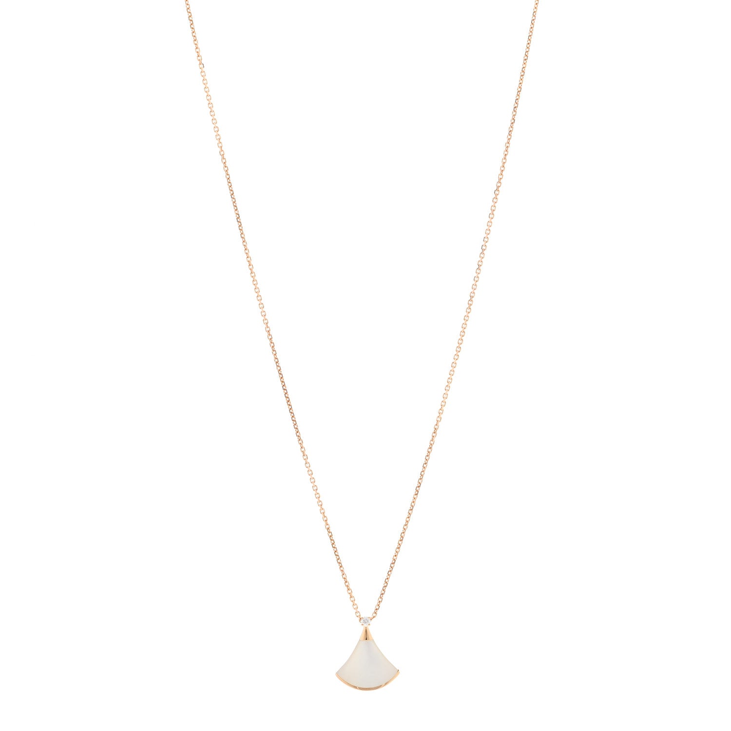 Bulgari 18K Rose Gold Diamond Mother of Pearl Small Divas' Dream Pendant Necklace 1 of 5
