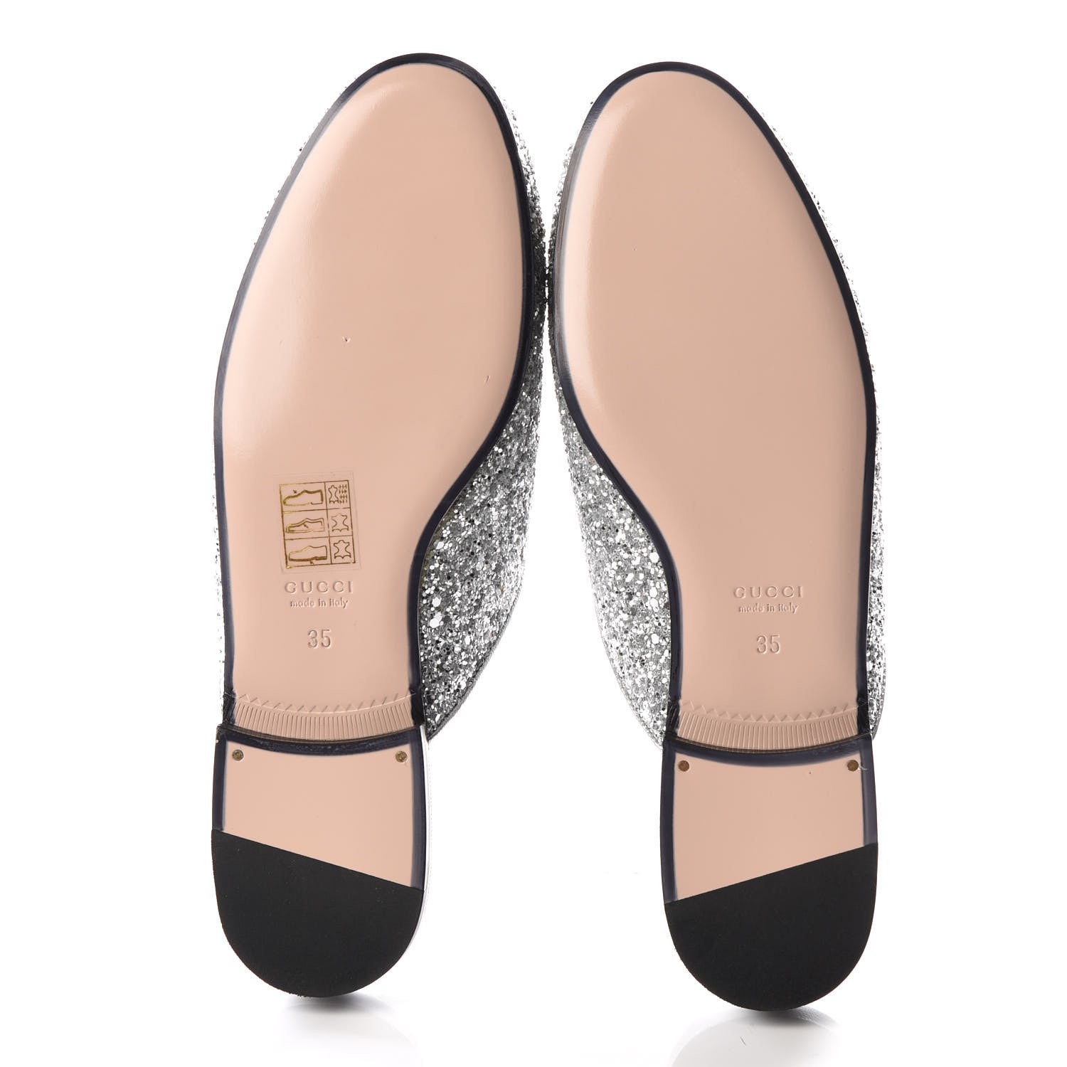 Gucci Glitter Womens Princetown Slippers 35 Silver 5 of 9