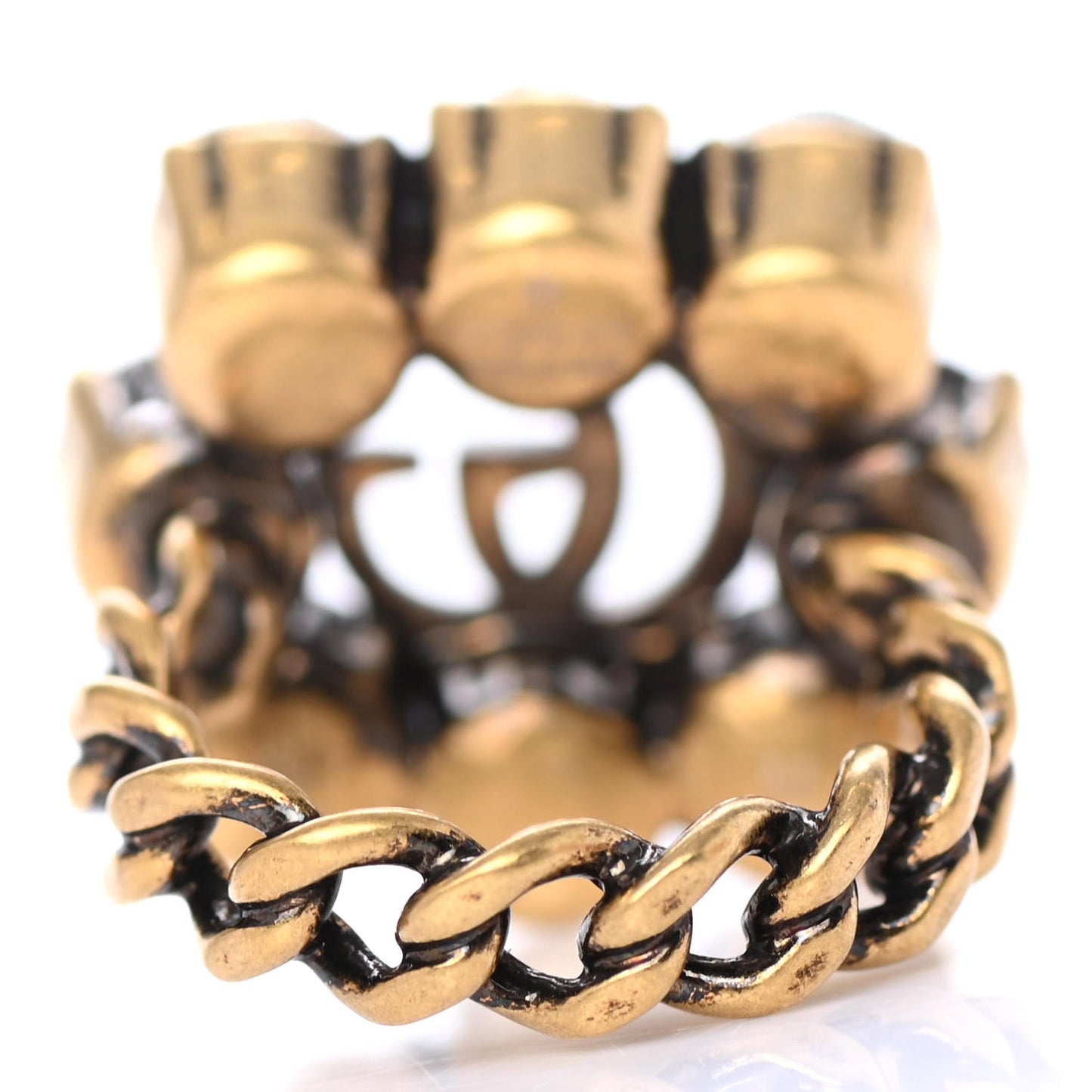 Metal Crystal Marmont Ring M Aged Gold