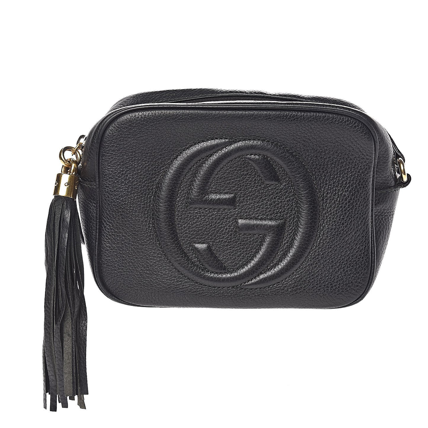 Pebbled Calfskin Small Soho Disco Bag Black