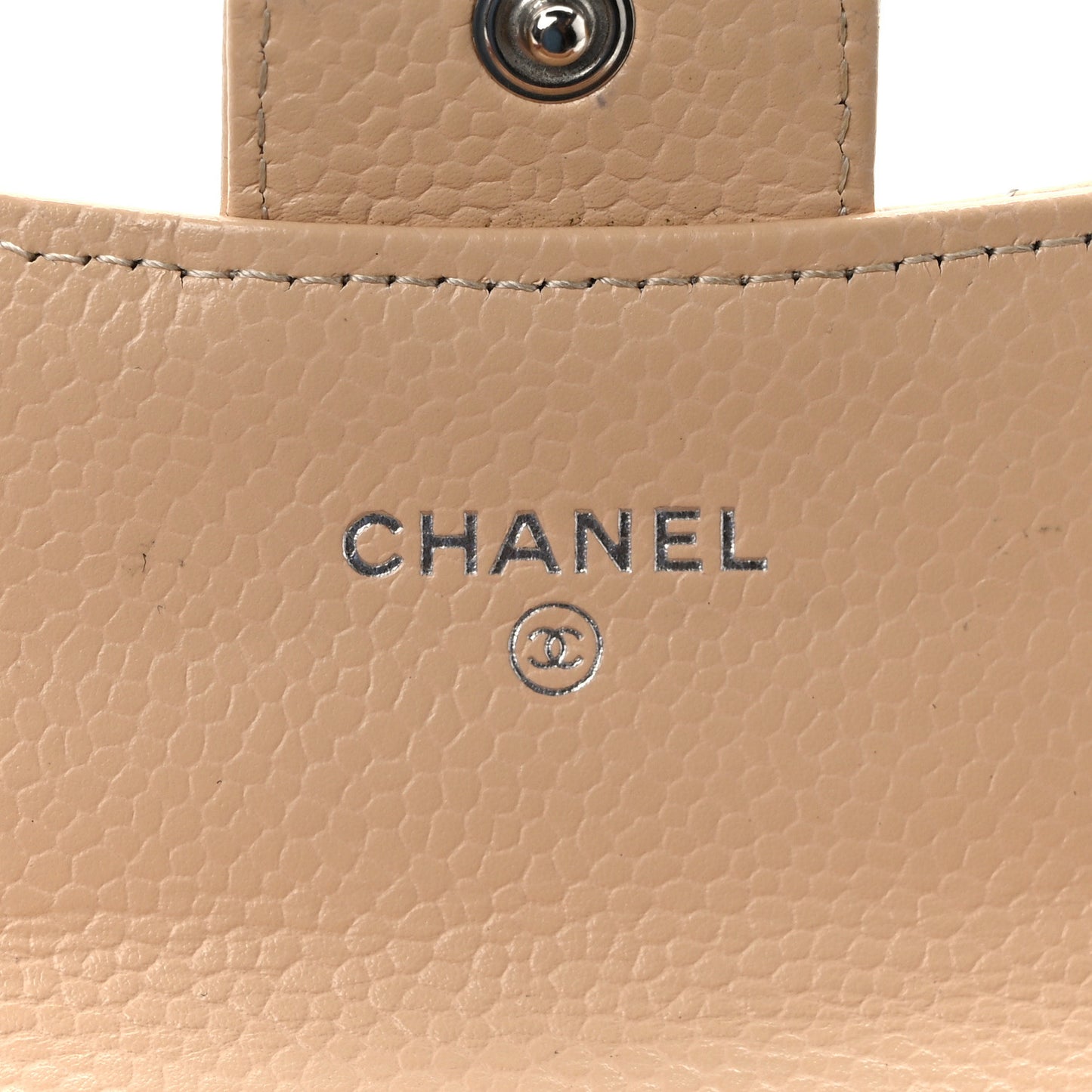 Caviar Quilted Flap Card Holder Wallet Beige