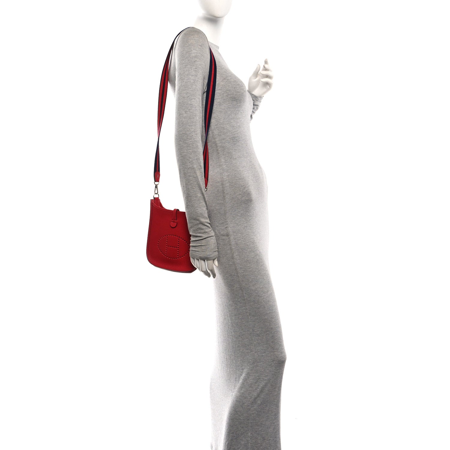 Hermes Taurillon Clemence Amazone Evelyne TPM Rouge Casaque Bleu Saphir 2 of 9